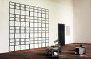 „Bau und Kunst”, 2006, 338cm x 300cm (wallpainting), variable form (sculpture), zinc metal sheet, color
