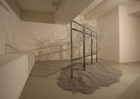 „Bau und Kunst”, 2012, variable form, metal wire, steel, gravel        
